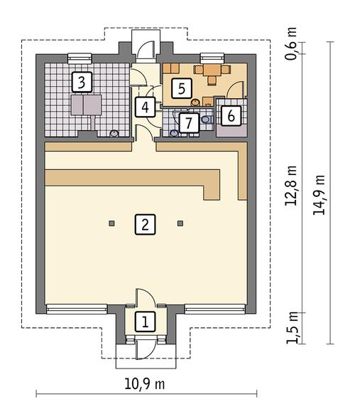 Rzut parteru POW. 115,1 m²