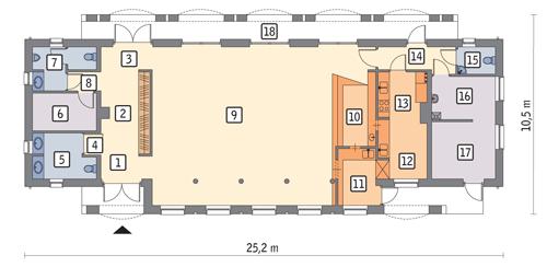 Rzut parteru POW. 174,4 m²