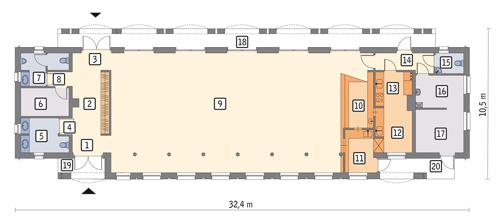 Rzut parteru POW. 234,6 m²