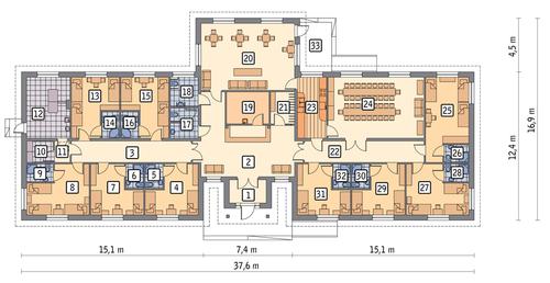 Rzut parteru POW. 404,0 m²