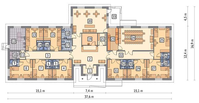 Rzut parteru POW. 404,0 m²
