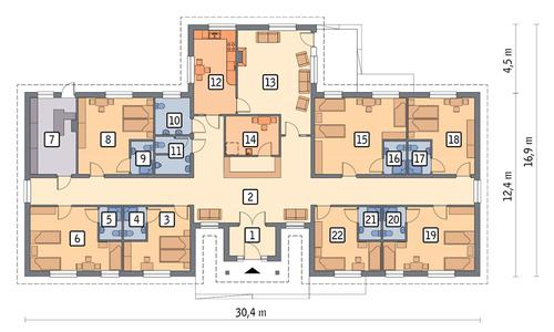 Rzut parteru POW. 328,7 m²
