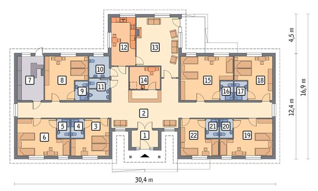 Rzut parteru POW. 328,7 m²