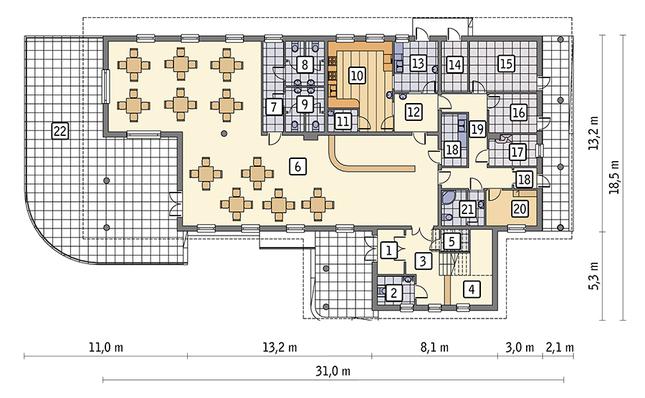 Rzut parteru POW. 337,9 m²
