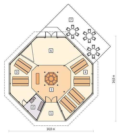 Rzut parteru POW. 141,6 m²