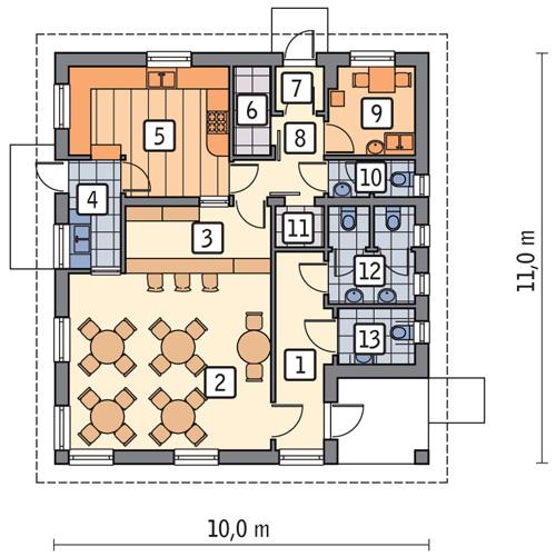 Rzut parteru POW. 81,9 m²
