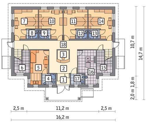 Rzut parteru POW. 153,8 m²