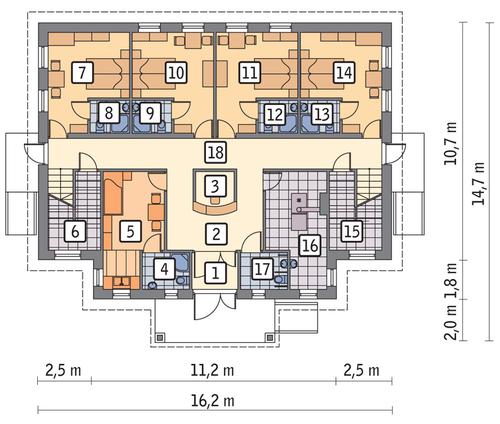 Rzut parteru POW. 153,8 m²