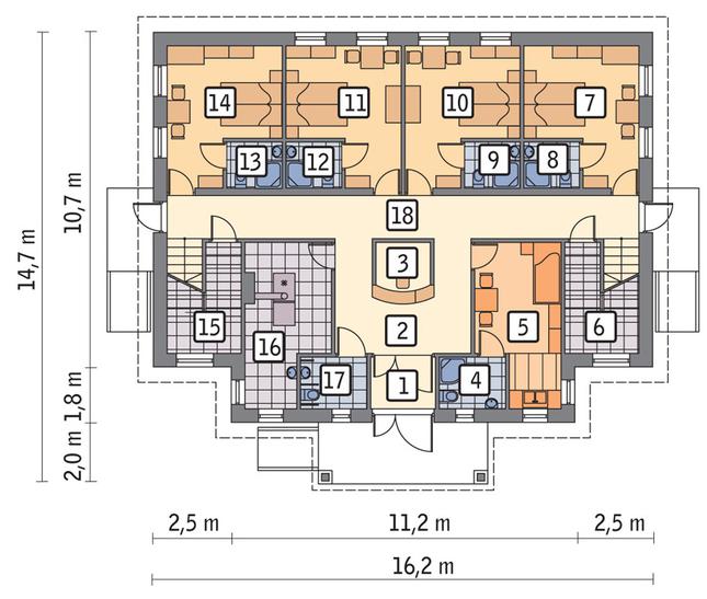Rzut parteru lustro POW. 153,8 m²