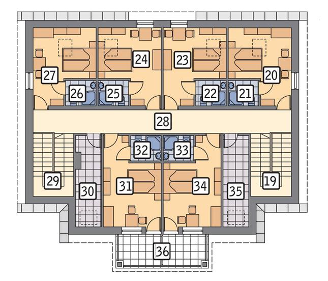 Rzut poddasza lustro POW. 155,3 m²