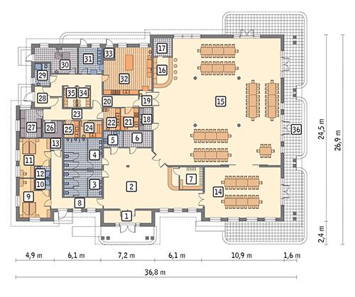 Rzut parteru POW. 711,2 m²