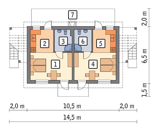 Rzut parteru POW. 52,8 m²