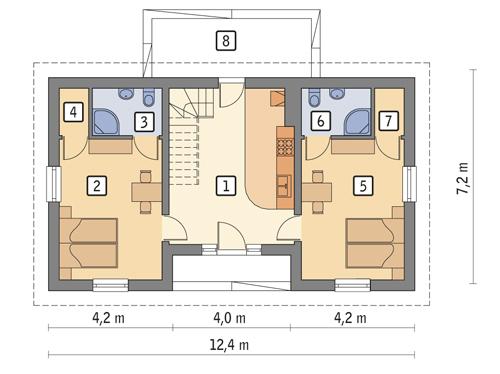 Rzut parteru POW. 64,8 m²