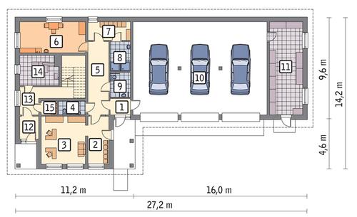 Rzut parteru POW. 242,7 m²