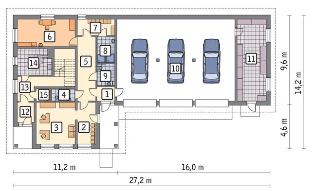 Rzut parteru POW. 242,7 m²