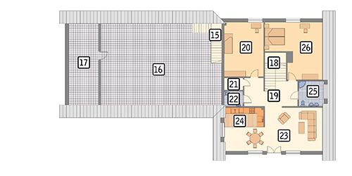Rzut poddasza lustro POW. 261,5 m²