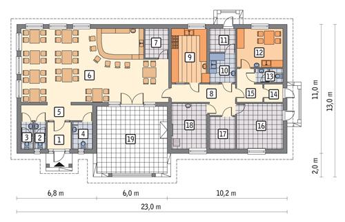 Rzut parteru POW. 187,0 m²