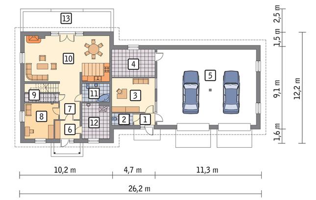Rzut parteru POW. 219,7 m²