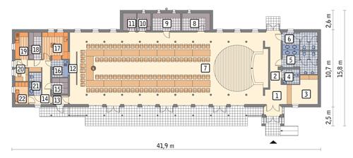 Rzut parteru POW. 412,6 m²