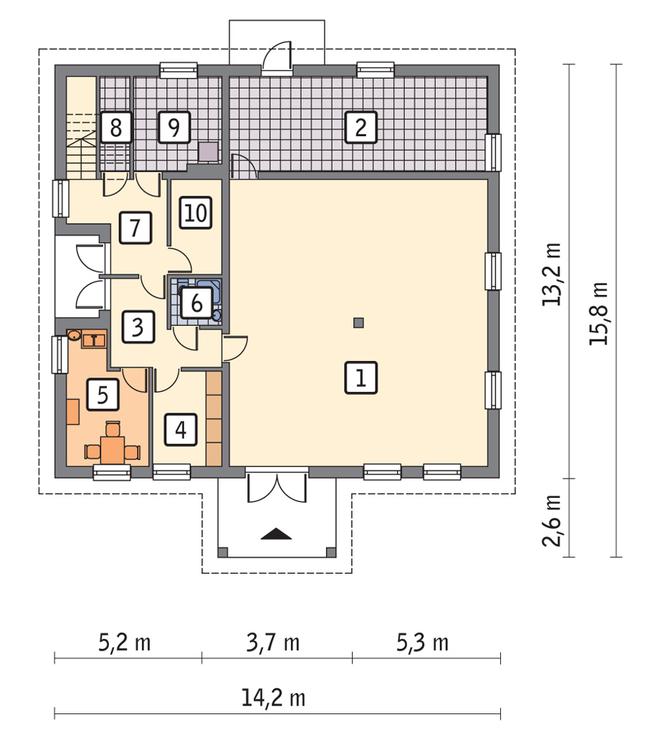 Rzut parteru POW. 146,4 m²