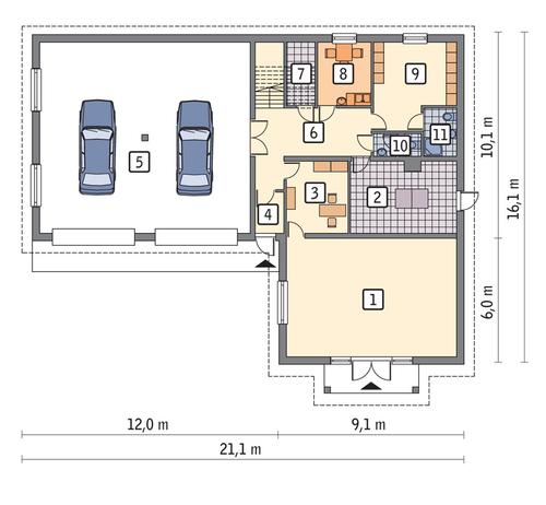 Rzut parteru POW. 224,3 m²