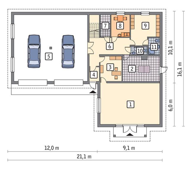 Rzut parteru POW. 224,3 m²