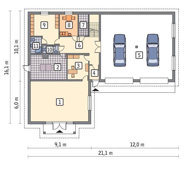 Rzut parteru lustro POW. 224,3 m²
