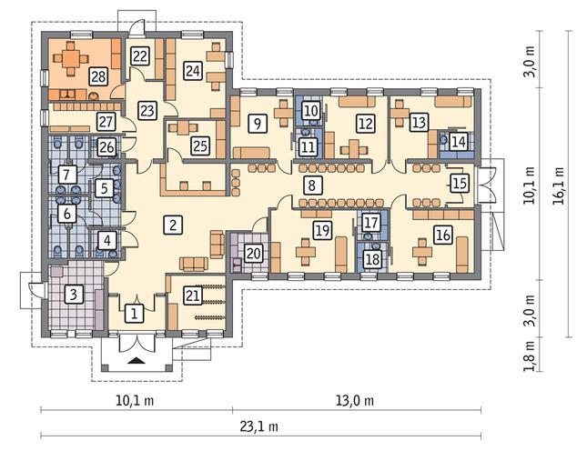 Rzut parteru POW. 236,7 m²