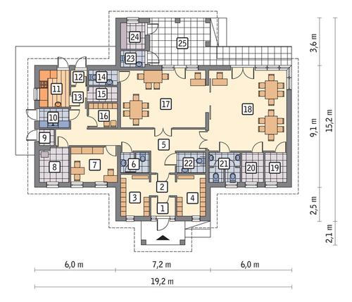 Rzut parteru POW. 160,5 m²
