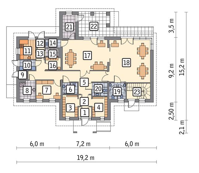 Rzut parteru POW. 158,0 m²