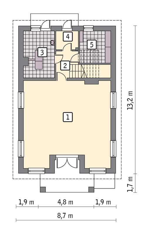 Rzut parteru POW. 82,5 m²