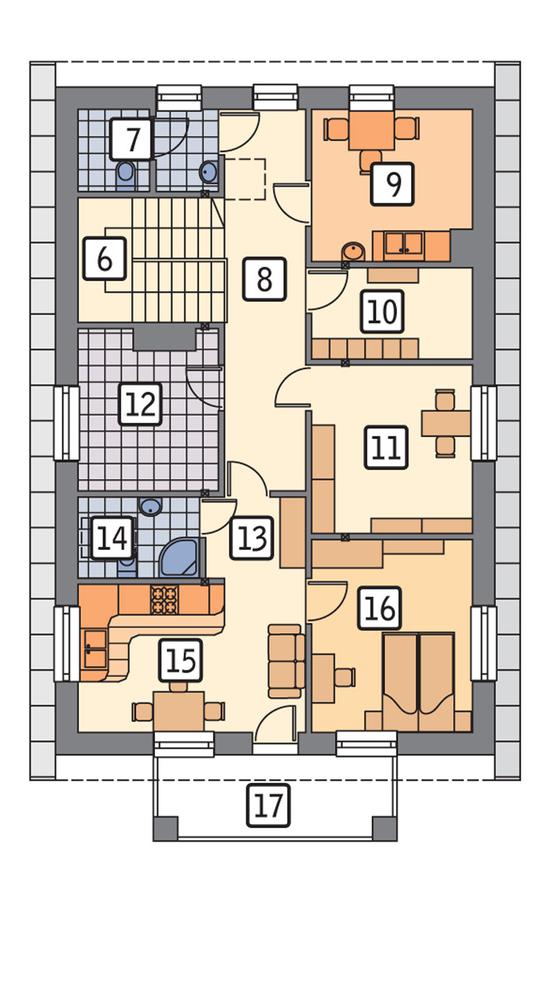 Rzut poddasza lustro POW. 95,7 m²