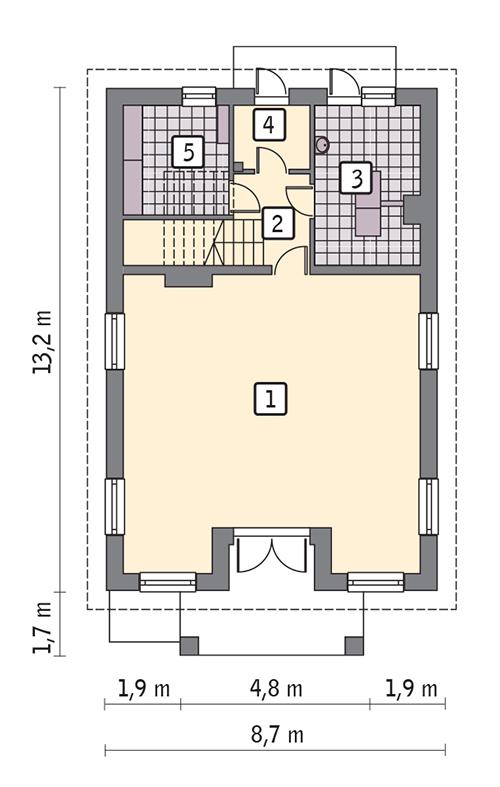 Rzut parteru lustro POW. 82,3 m²