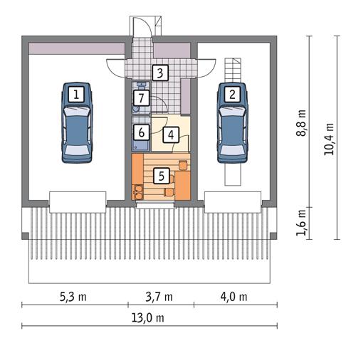 Rzut parteru POW. 91,3 m²