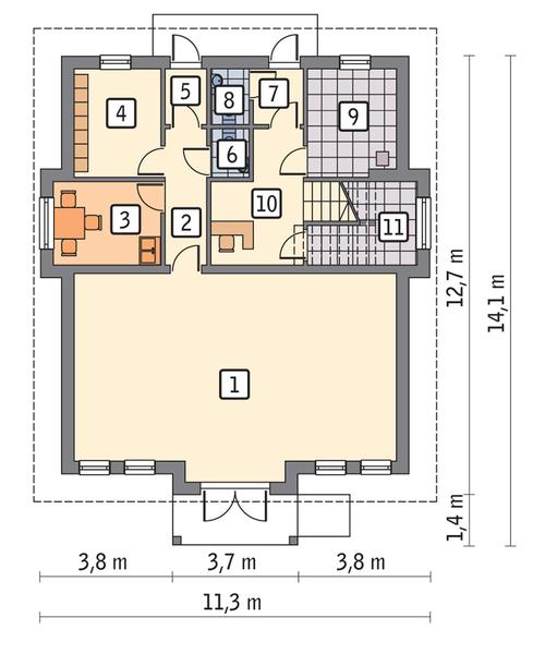 Rzut parteru POW. 99,0 m²
