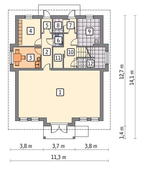 Rzut parteru POW. 99,2 m²