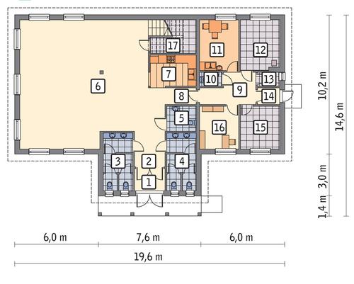 Rzut parteru POW. 178,8 m²