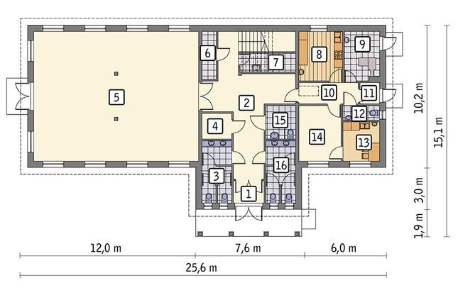 Rzut parteru POW. 226,8 m²