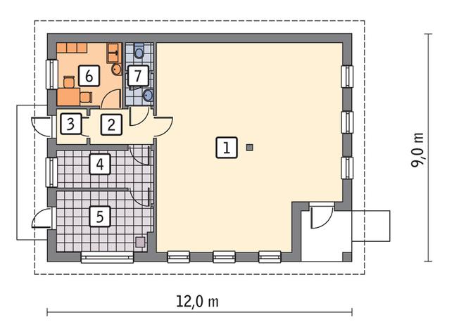 Rzut parteru POW. 84,3 m²