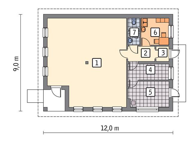 Rzut parteru lustro POW. 84,3 m²