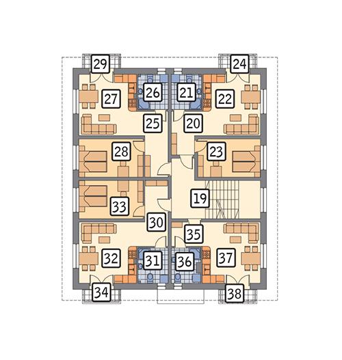 Rzut piętra POW. 193,9 m²