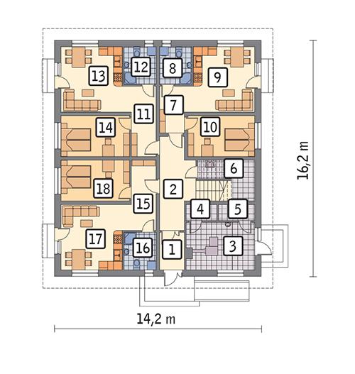 Rzut parteru POW. 182,4 m²