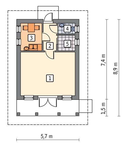 Rzut parteru POW. 31,6 m²