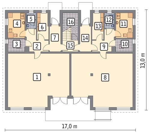 Rzut parteru POW. 168,0 m²