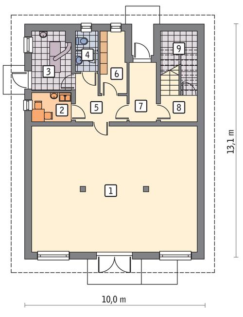 Rzut parteru POW. 101,4 m²