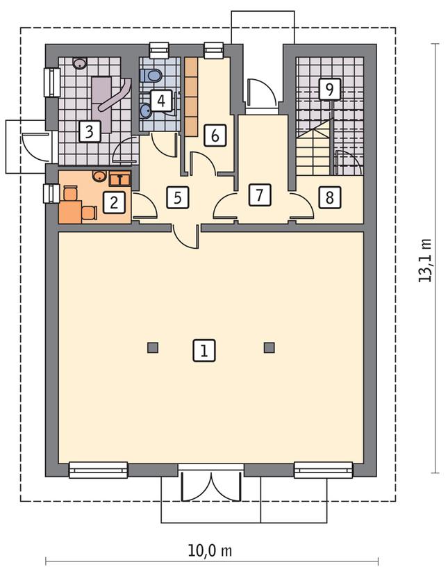 Rzut parteru POW. 101,4 m²