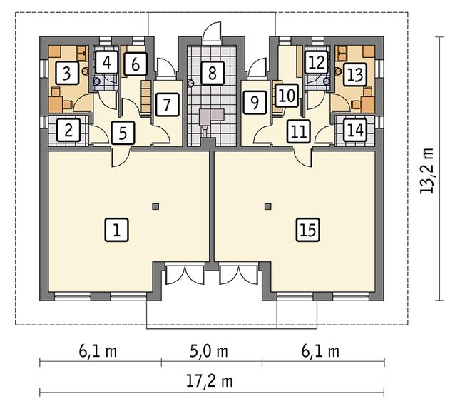 Rzut parteru POW. 168,4 m²