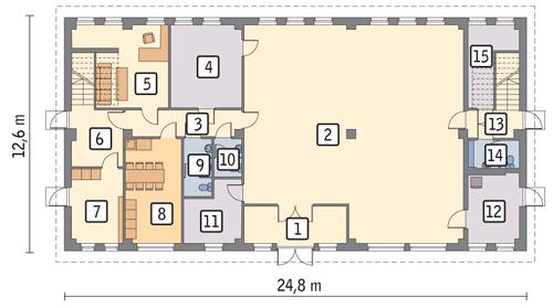 Rzut parteru lustro POW. 260,5 m²