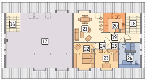 Rzut poddasza lustro POW. 261,0 m²