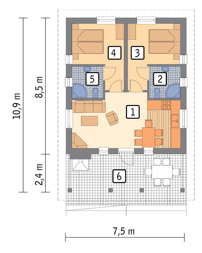 Rzut parteru lustro POW. 49,0 m²